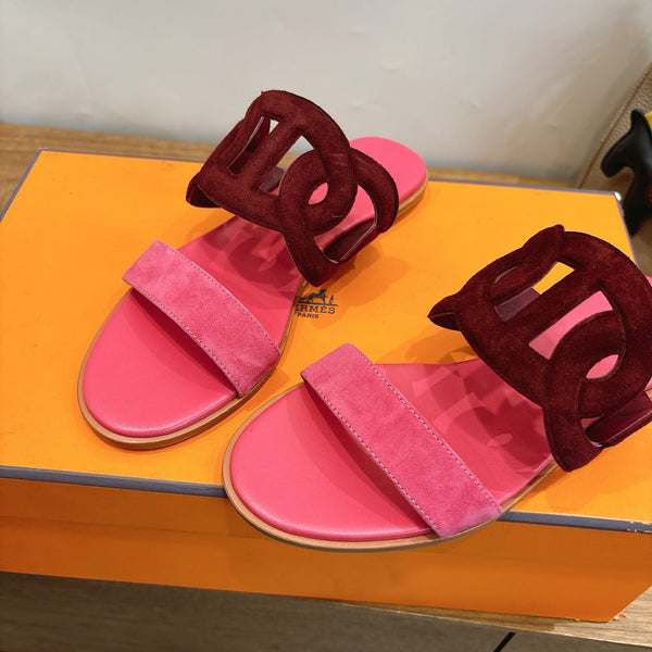 HM  Sandal Burgundy Pink in Suede 743981