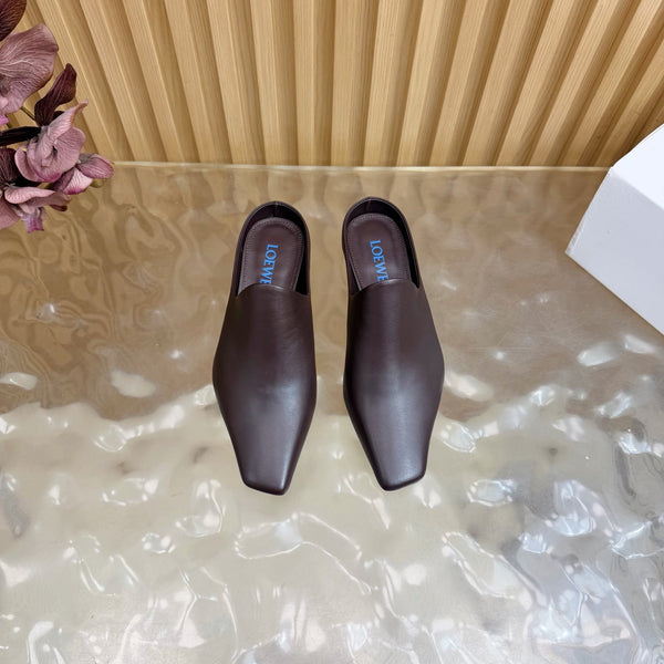 Loew Mule Slip-on Kitten Heel 45 Chocolate in Sheepskin 749402