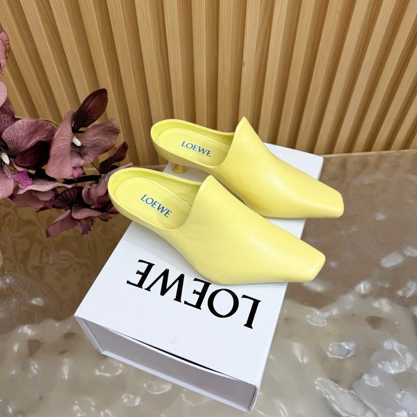 Loew Mule Slip-on Kitten Heel 45 Lemon Yellow in Sheepskin 749401