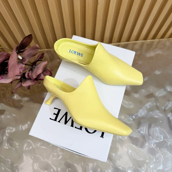 Loew Mule Slip-on Kitten Heel 45 Lemon Yellow in Sheepskin 749401
