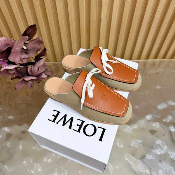Loew Closed-Toe Slippers Beige Brown in Cowhide 749370