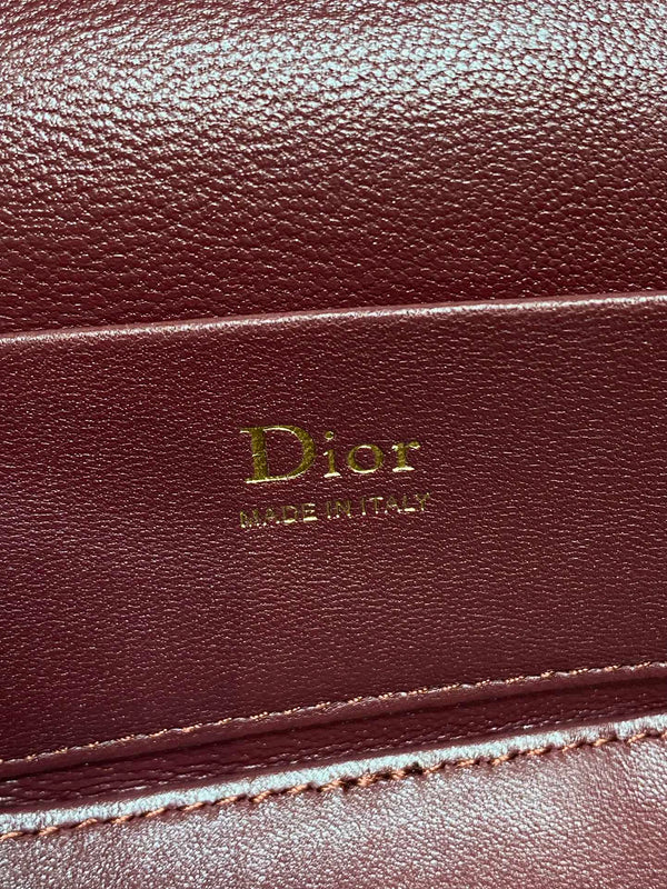 CD Bow-embellished Cosmetic Bag 17.5 Burgundy in Lambskin 286416
