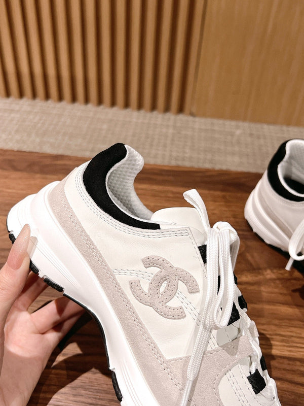 CC Sneaker Black Beige White in Leather 753929
