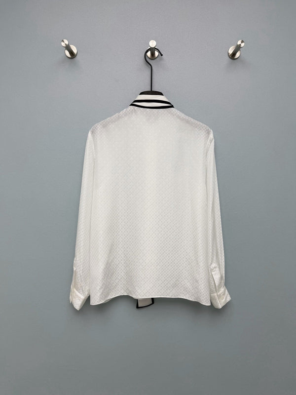 CC Diamond-Patterned Jacquard Shirt White in Silk 379087