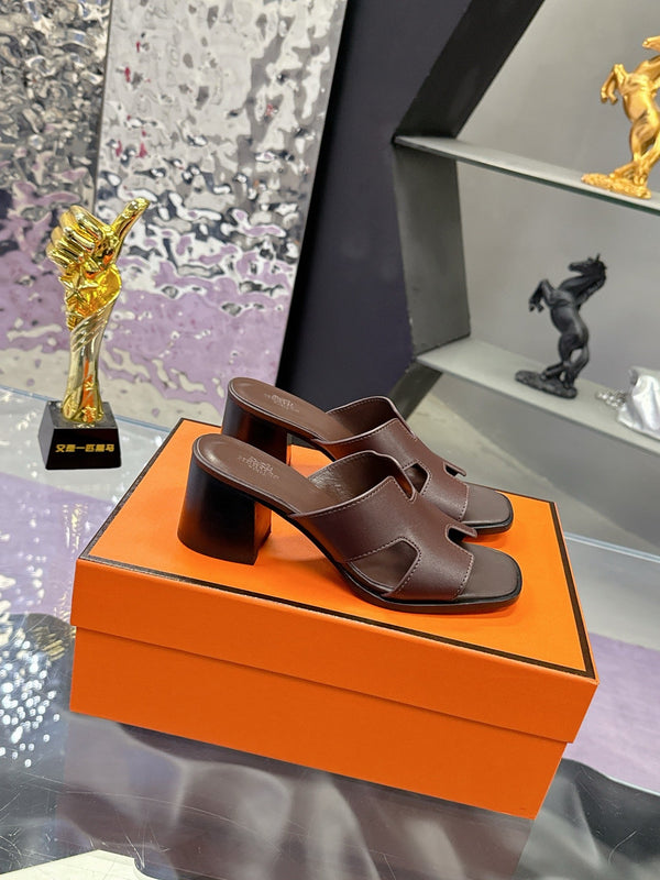 HM Sandal 90mm Dark Brown in Cowhide 757940