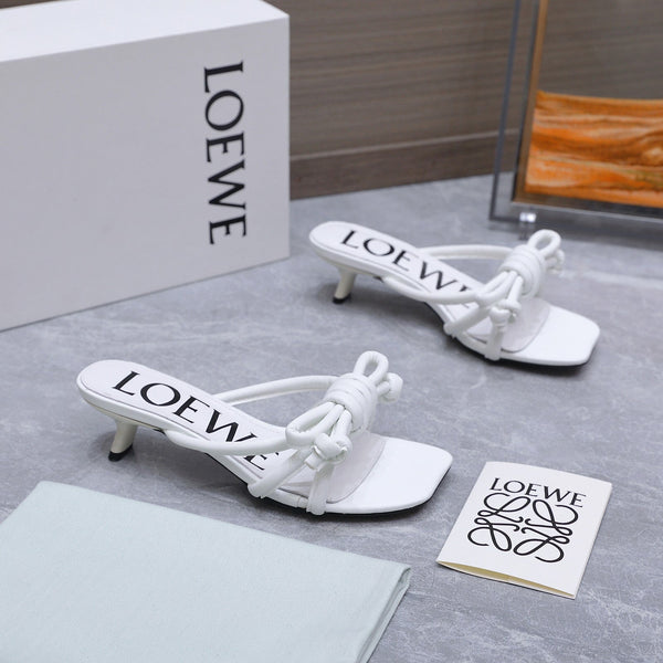Loew 26 Knot Sandals 45mm White in Lambskin 759437