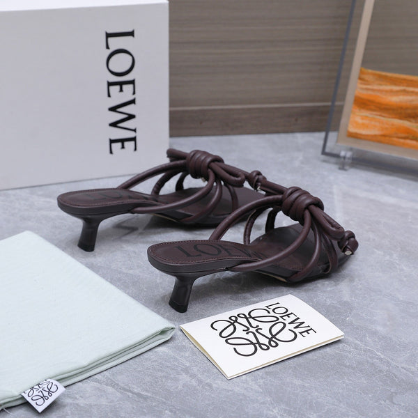 Loew 26 Knot Sandals 45mm Chocolate in Lambskin 759440
