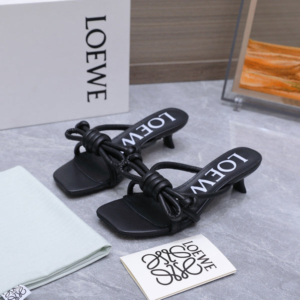 Loew 26 Knot Sandals 45mm Black in Lambskin 759441