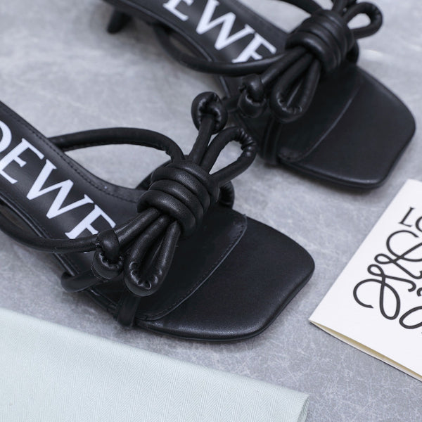 Loew 26 Knot Sandals 45mm Black in Lambskin 759441