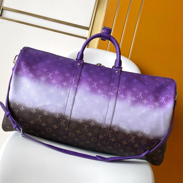 LV Keepall 55 Travel Bag Purple Gradient in Monogram coated Canvas 287221