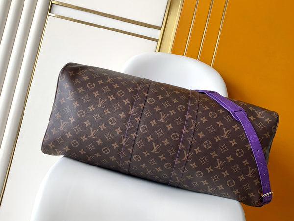 LV Keepall 55 Travel Bag Purple Gradient in Monogram coated Canvas 287221