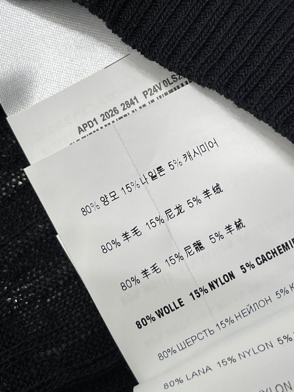 Miu 26 Crew Neck Knit Short-Sleeve T-Shirt Black in Wool 382061