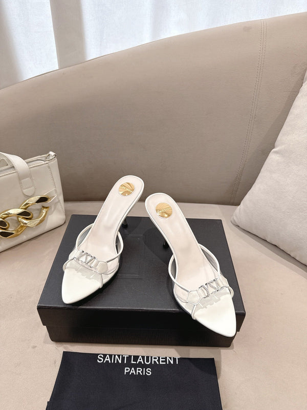 YSL High-heels 80mm Transparent Sandals White in Leather 771711
