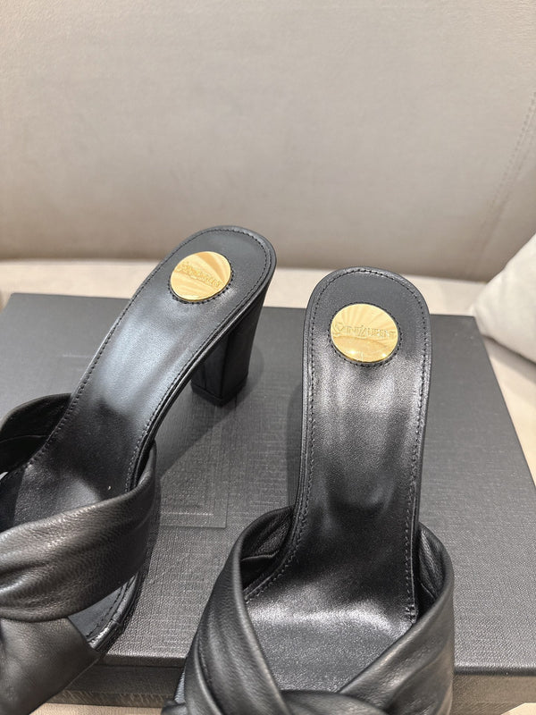 YSL Sandal Heel 75mm Black in Lambskin 771710