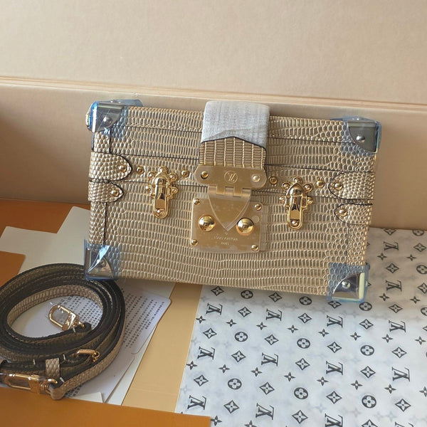 LV Petite Malle Bag 20cm Gold in Crocodile-pattern Cowhide 287741