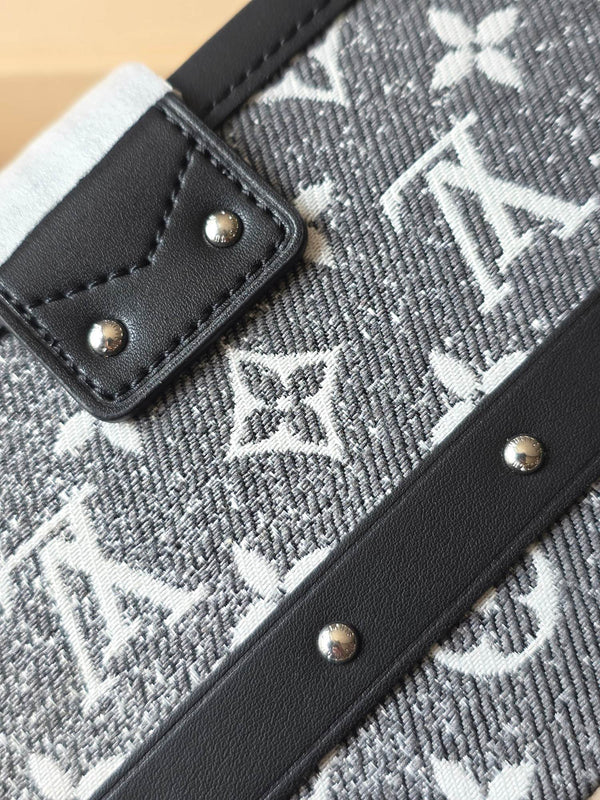 LV Petite Malle Bag 20cm Black in Denim with Cowhide 287739