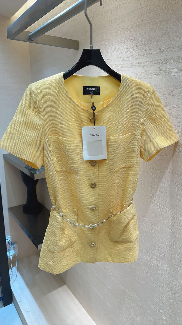 CC Short-sleeved Shirt Retro Style Yellow in Tweed 385133