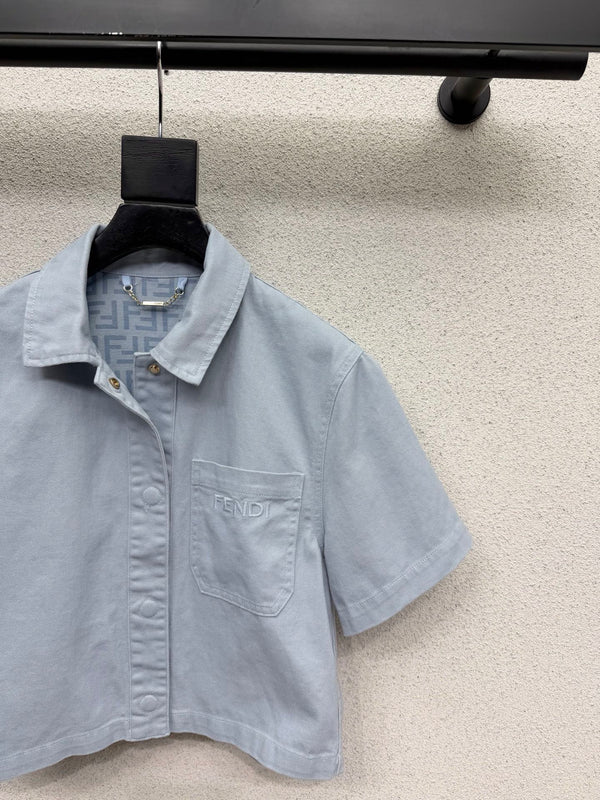 FD Denim Short-sleeved Top in Cotton 384277
