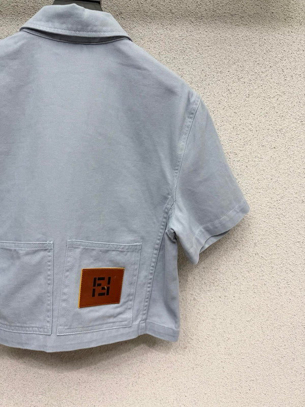 FD Denim Short-sleeved Top in Cotton 384277