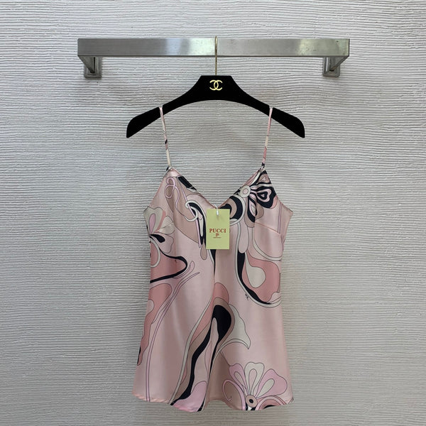 Pucc Orchidee-Print Camisole Top And Wide-Leg Pants Light Pink Satin