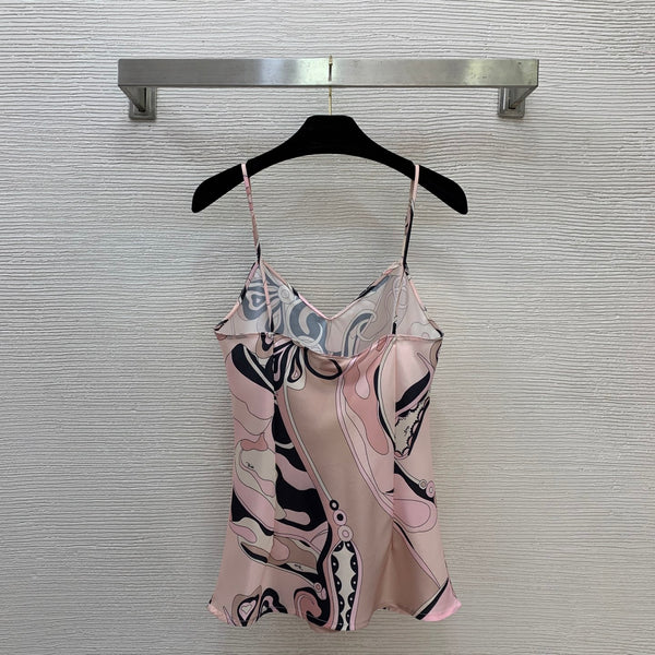 Pucc Orchidee-Print Camisole Top And Wide-Leg Pants Light Pink Satin