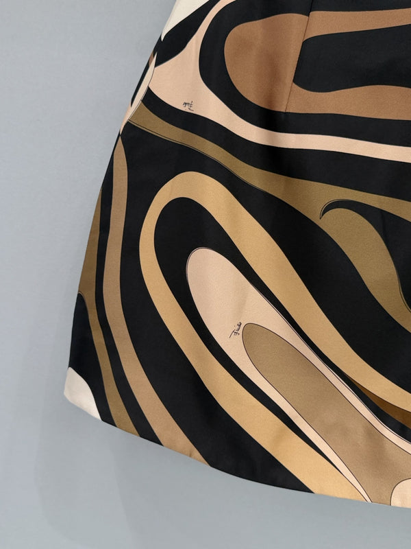 Pucc Marmo Print Skirt Espresso Silk