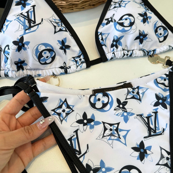 LV Monogram Print Bikini in White Blue Black Polyamide 215739