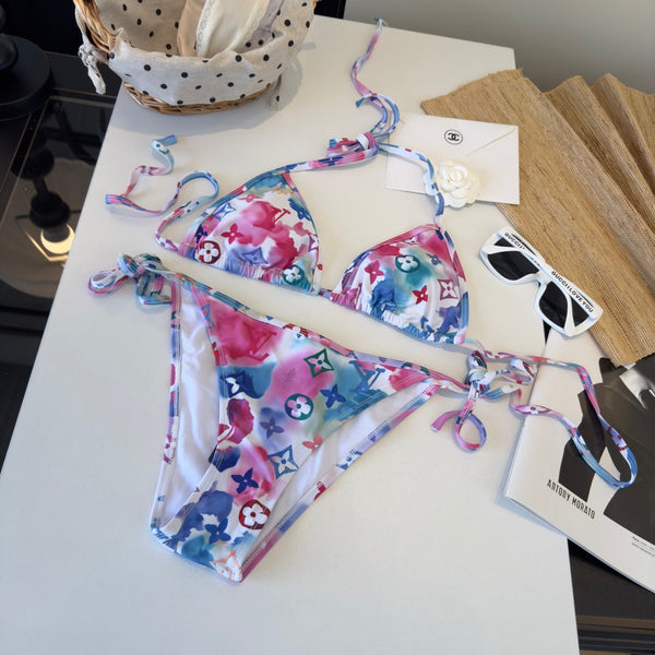 LV Patterned Bikini Blue Pink in Polyamide 206245
