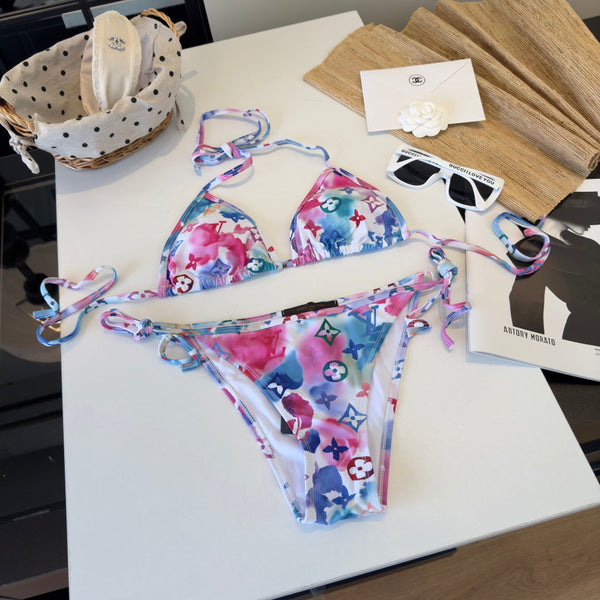 LV Patterned Bikini Blue Pink in Polyamide 206245