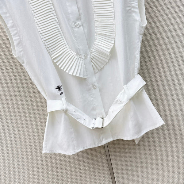 CD 26 Accordion Pleated Lace-Trimmed White in Cotton 387173