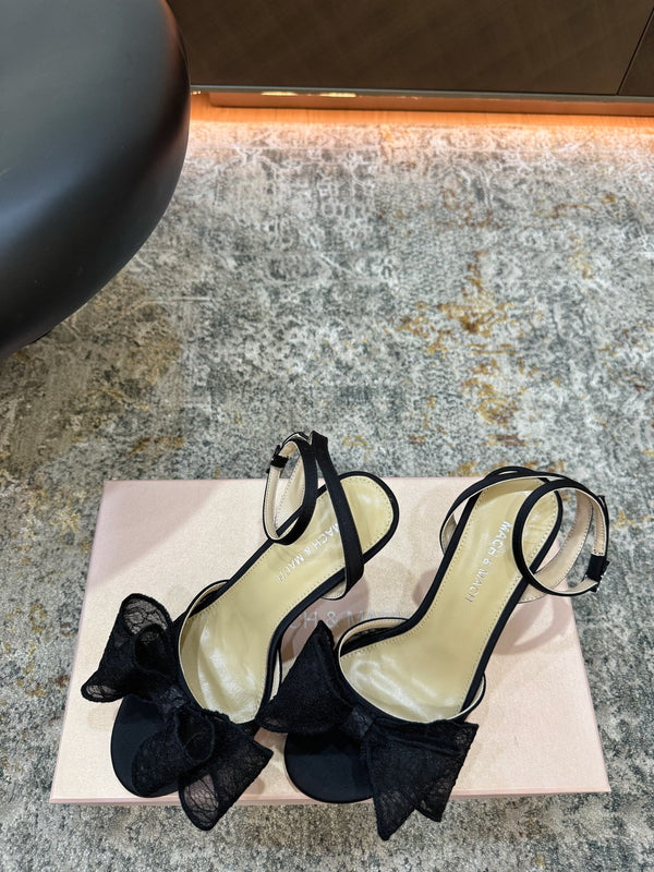 Mach 26 Sandal Heel 90mm Black in Lace 804309