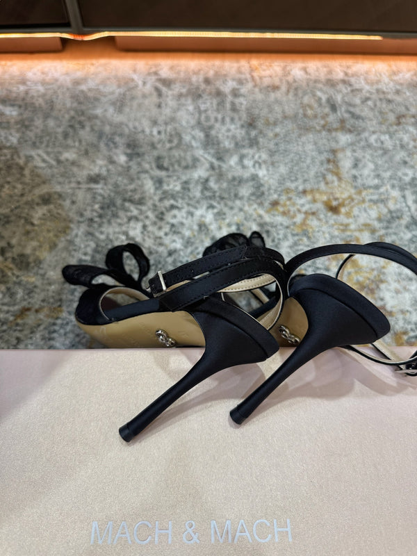 Mach 26 Sandal Heel 90mm Black in Lace 804309