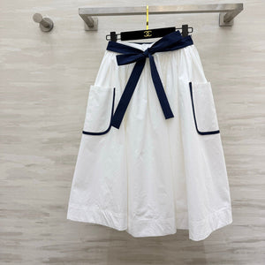 Pra Navy Style Asymmetrical Skirt White in Cotton 388809