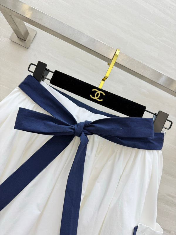 Pra Navy Style Asymmetrical Skirt White in Cotton 388809