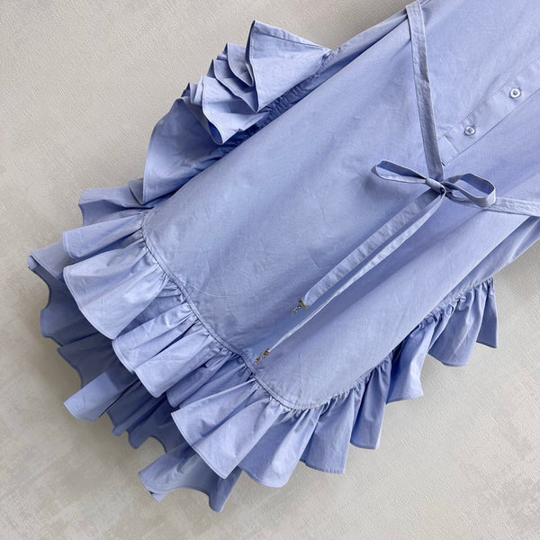 CD 26 Lace-up Tie-front Dress Blue in Cotton 389461