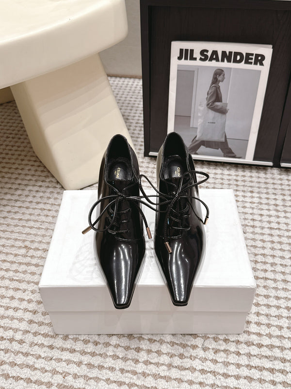CL 26 Square Toe Lace-up Oxford Heels 85 Black in Lambskin 813303