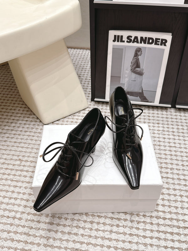 CL 26 Square Toe Lace-up Oxford Heels 85 Black in Lambskin 813303
