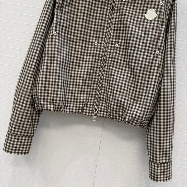 Moncler 26 Check Shirt Jacket Black White in Cotton 389778