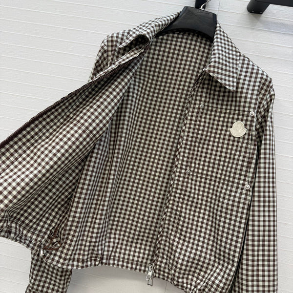 Moncler 26 Check Shirt Jacket Black White in Cotton 389778