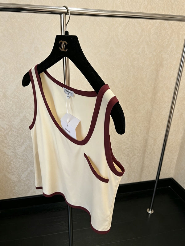 CC 2026 Color-Block Pocket Tank Top Light Yellow Soie Silk 300778