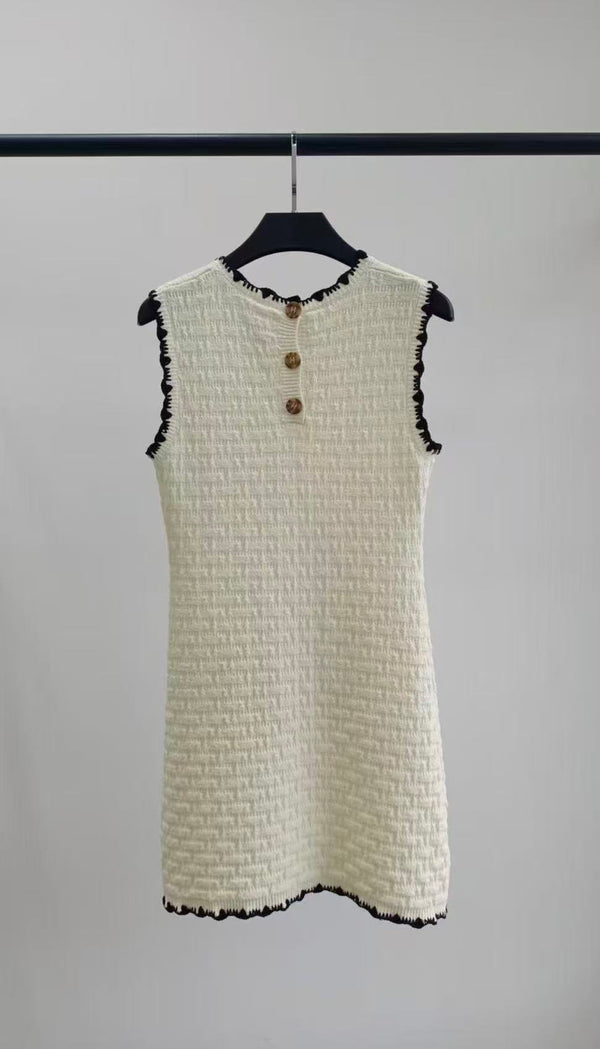 CC 2026 Cream Block Lace Hand-Croche Lace Knit Vest Dress 408799