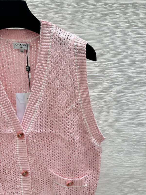 CC 2026 V-Neck Knitted Vest Cardigan Cotton 516750