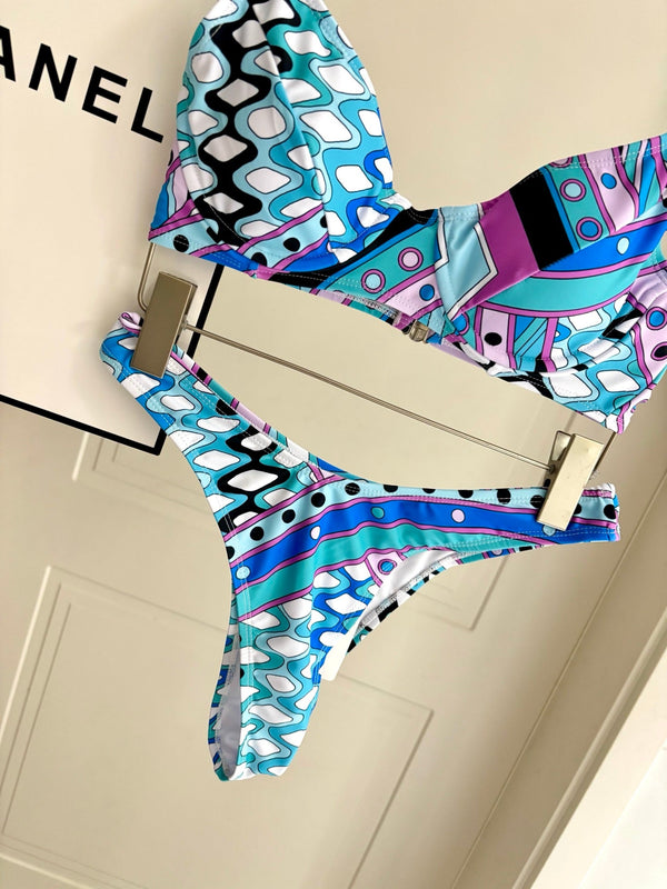 Pucci Printed Two-Piece Bikini Blue Cotton Blend228094