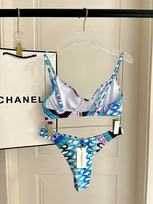 Pucci Printed Two-Piece Bikini Blue Cotton Blend228094