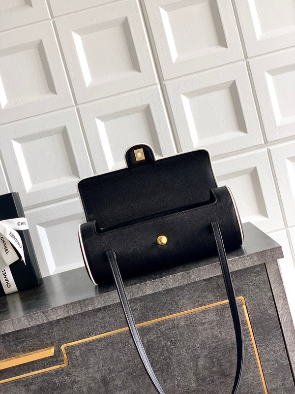 CC Preppy Coco Bowling Bag 30cm Black Cowhide Lambskin