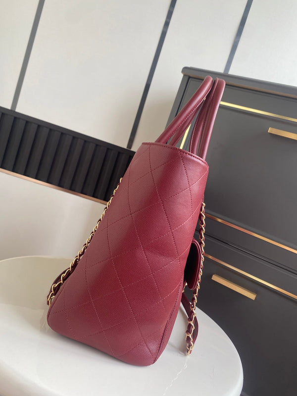 CC Tote Bag 39cm Burgundy Caviar Cowhide