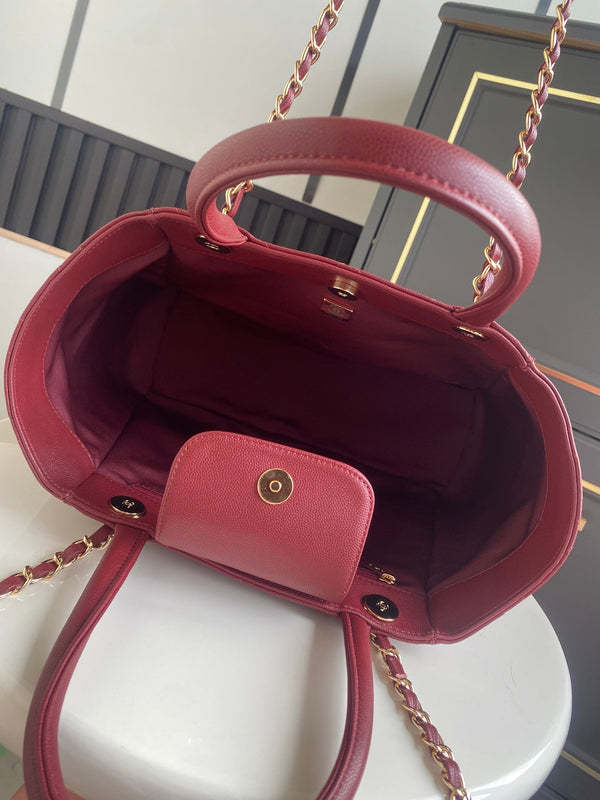 CC Tote Bag 39cm Burgundy Caviar Cowhide