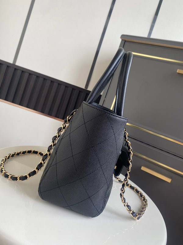 CC Tote Bag 25cm Black Caviar Cowhide