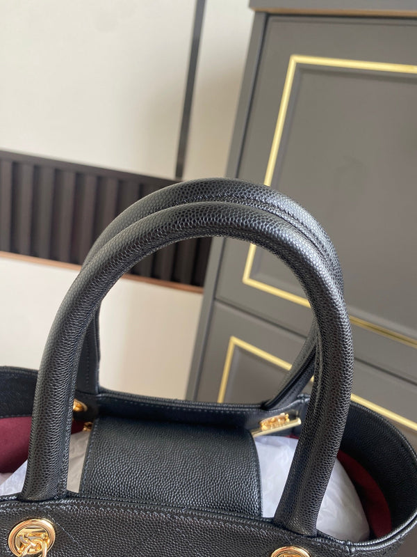 CC Tote Bag 25cm Black Caviar Cowhide