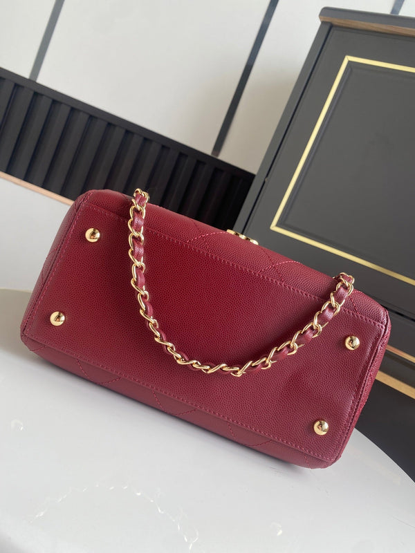 CC Tote Bag 25cm Burgundy Caviar Cowhide